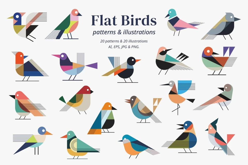 Flat Birds Illustrations & Patterns