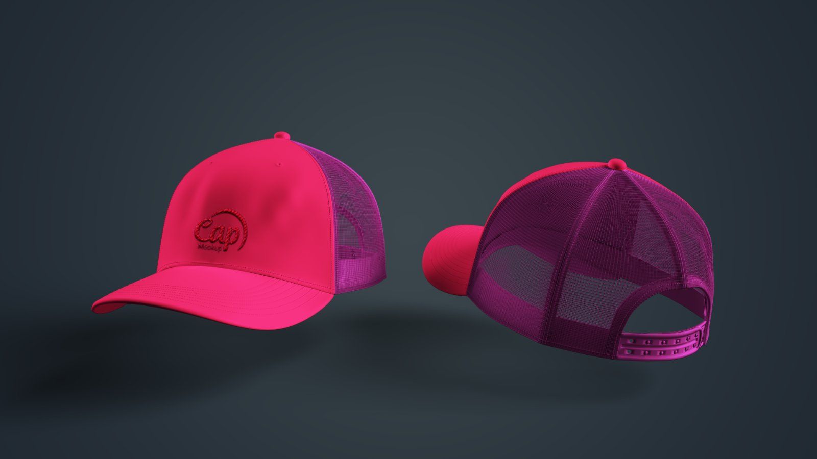 Trucker Cap Mockup – Mesh Snapback Hat, 7 PSD Files