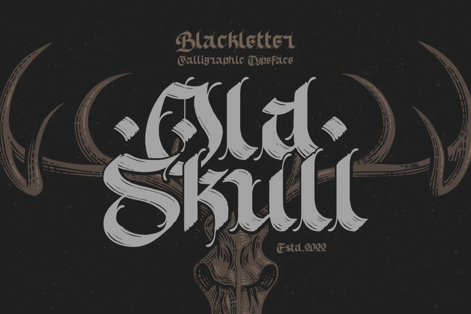 Old Skull Calligraphic Font & Bonus