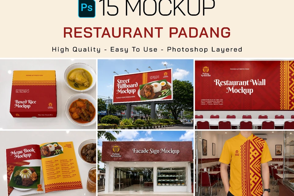 Premium Branding Restaurant Padang Mockup