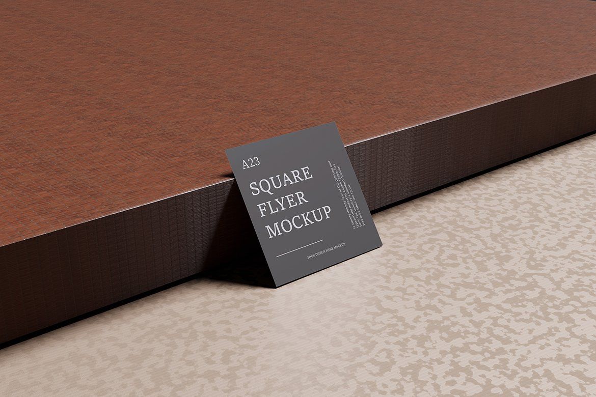 Bright square business cards mockup (4 Objects)