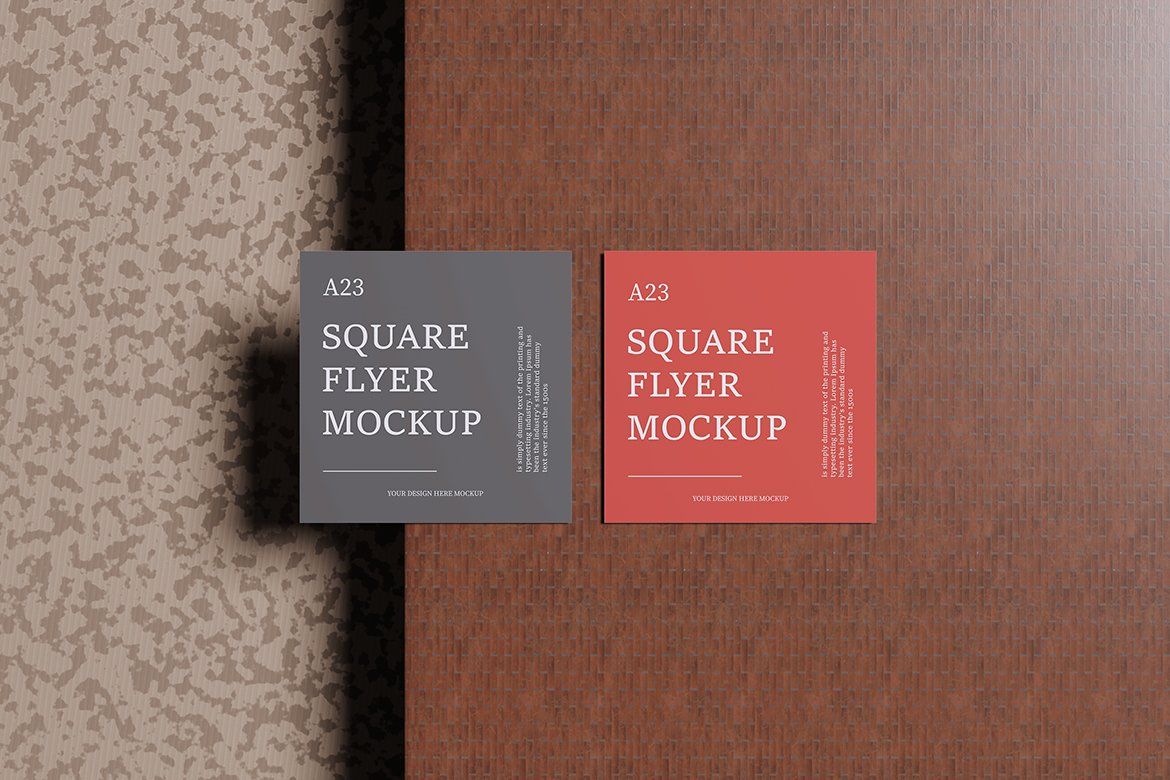 Bright square business cards mockup (4 Objects)