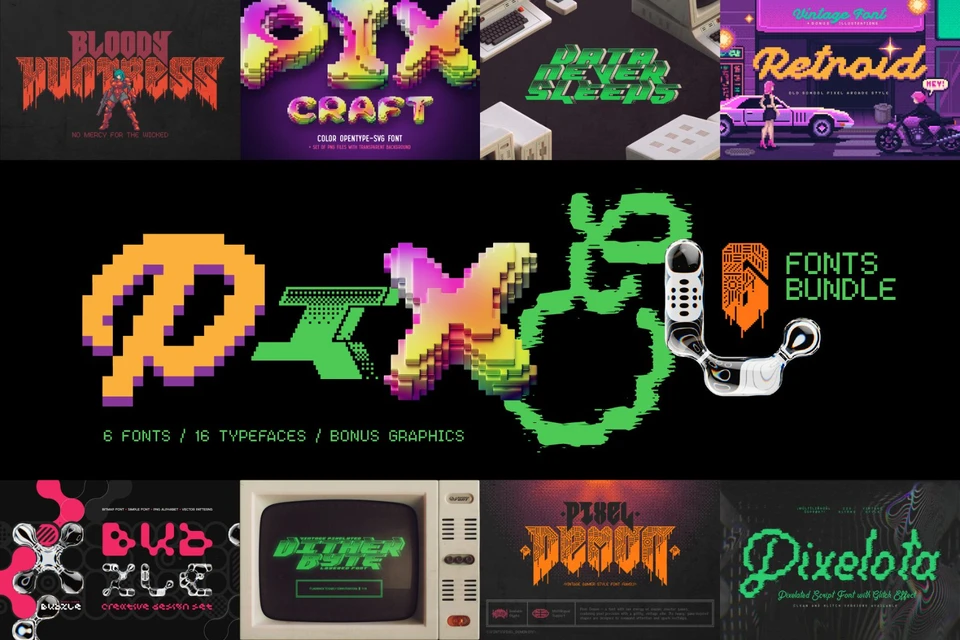 Pixel Fonts Bundle