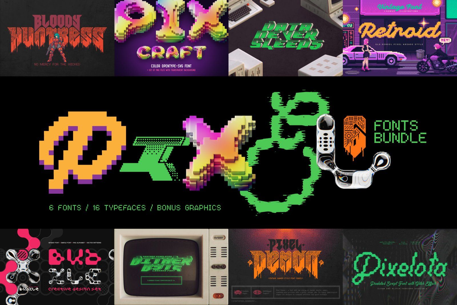Pixel Fonts Bundle — image 1