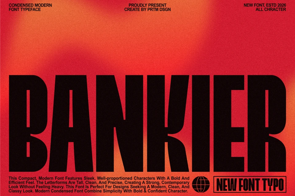 BANKIER - Font Condensed Modern Typeface