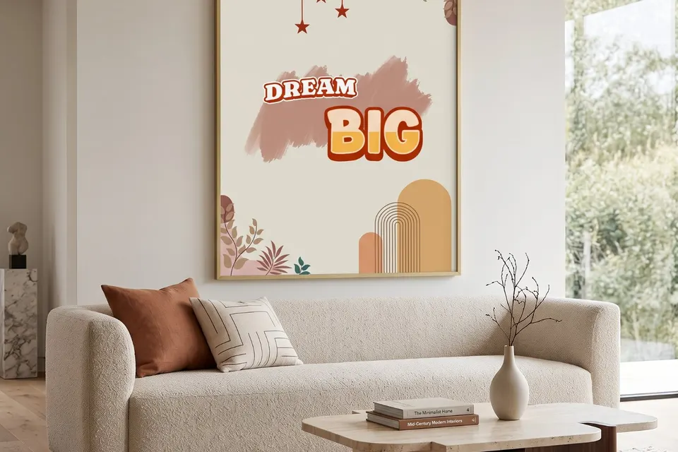 Dream Big Printable Wall Art – Boho Abstract Inspirational Poster
