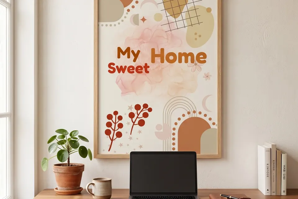 My Sweet Home Printable Wall Art – Boho Abstract Geometric Poster