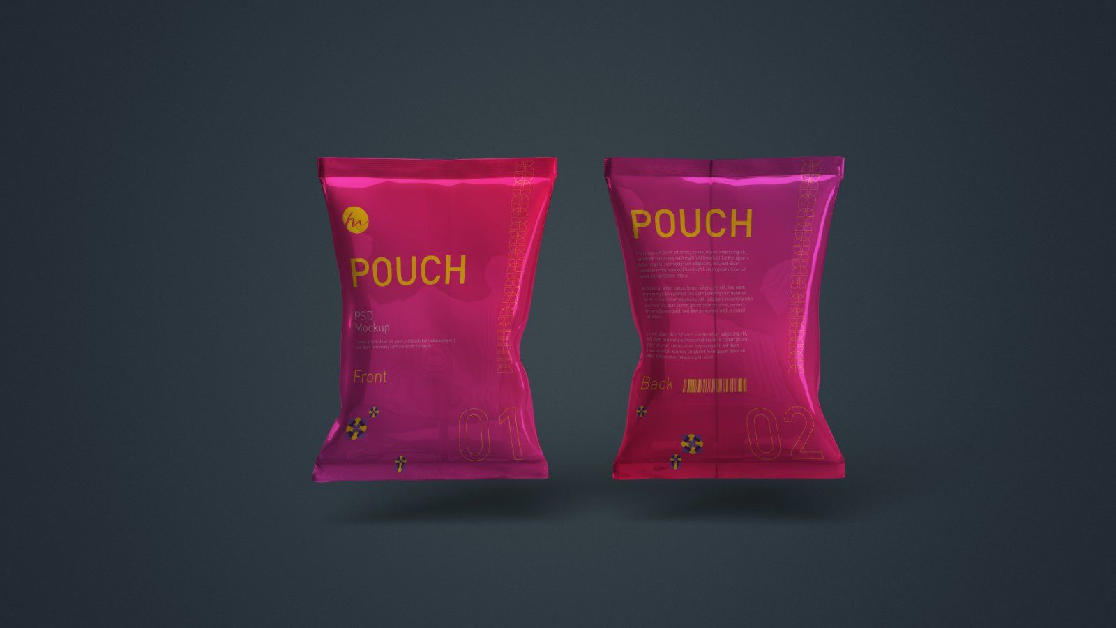 Snack Pouch Packaging Mockup - 5 PSD