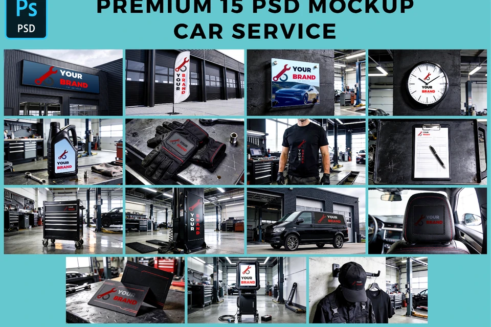 Premium 15 PSD Mockups CAR SERVICE