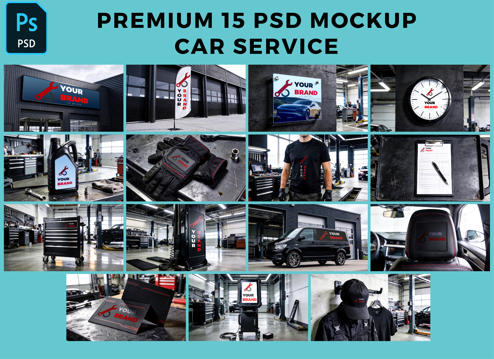 Premium 15 PSD Mockups CAR SERVICE