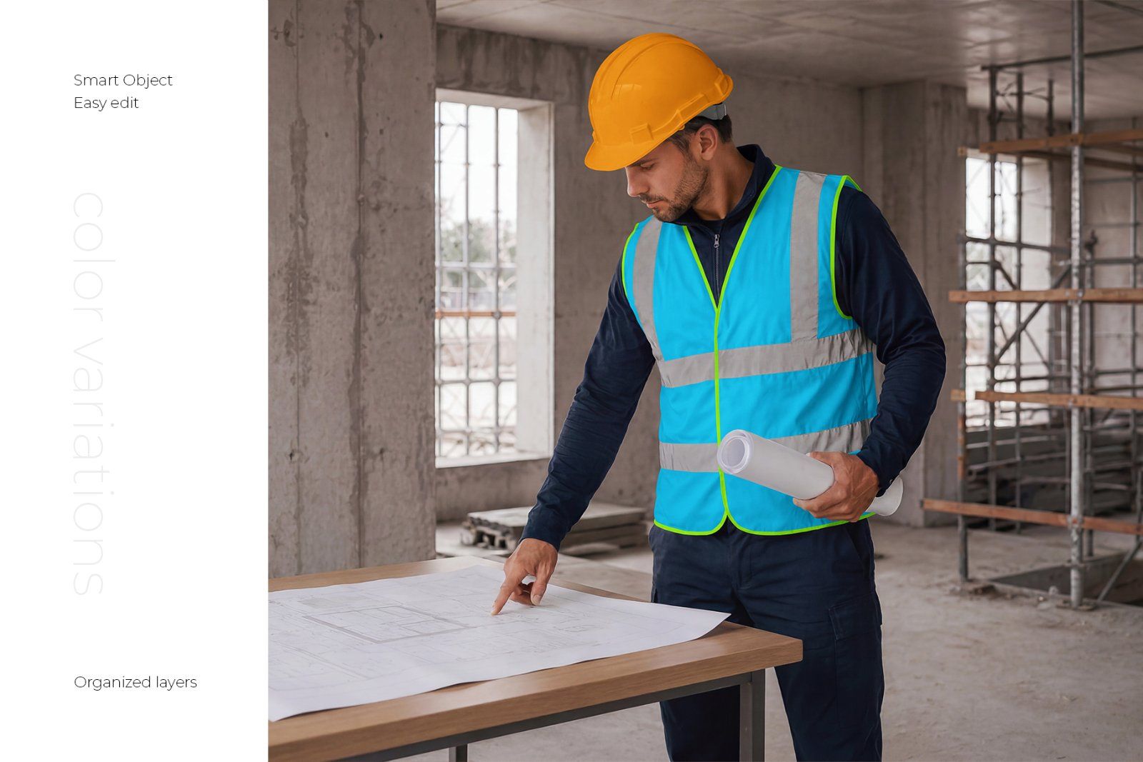 Safety Construction Vest Mockup Set