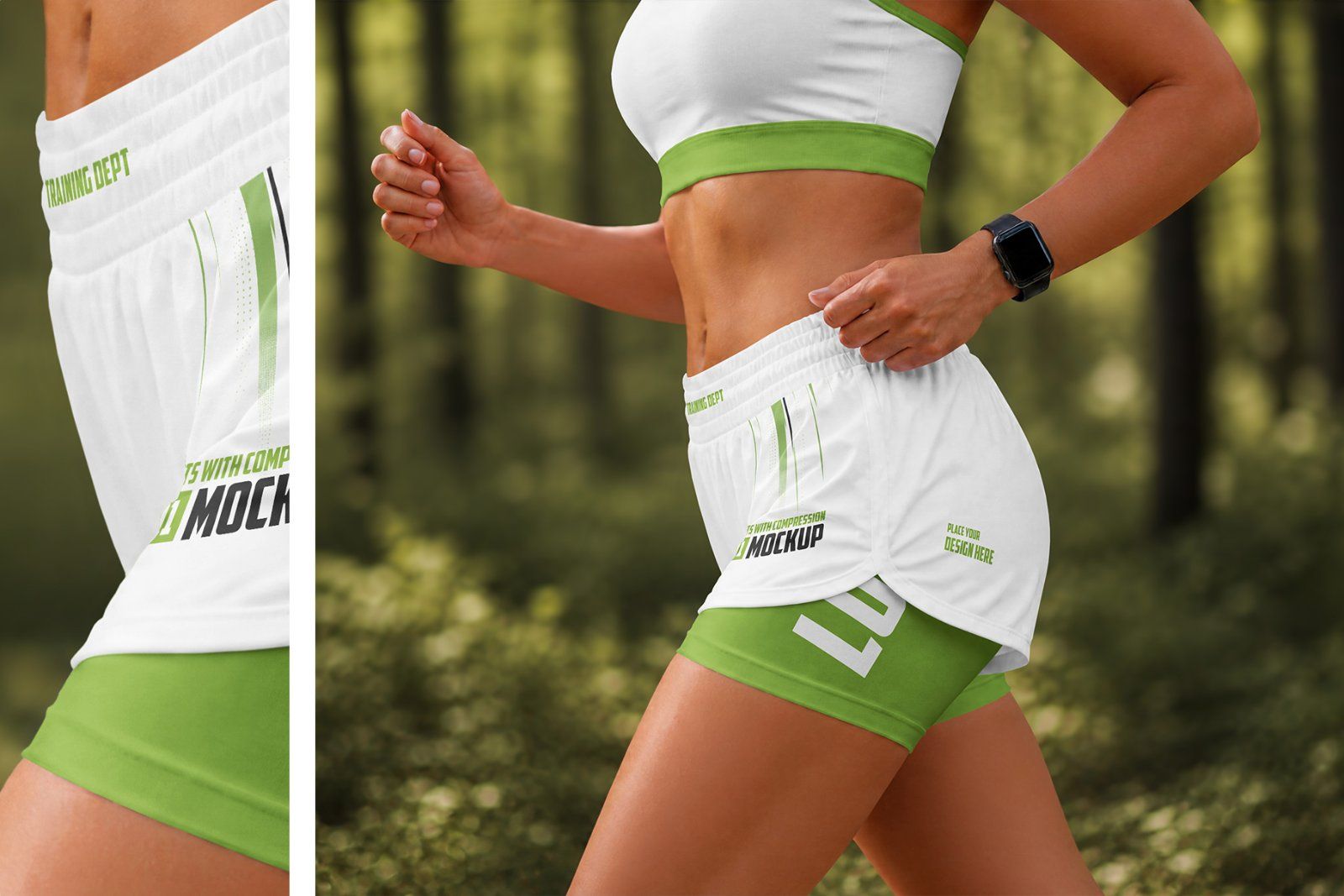 Women’s Training Shorts with Compression Mockup Set