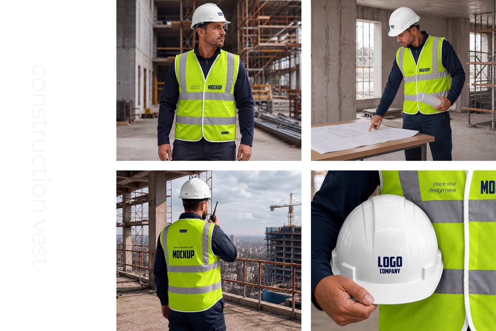 Safety Construction Vest Mockup Set