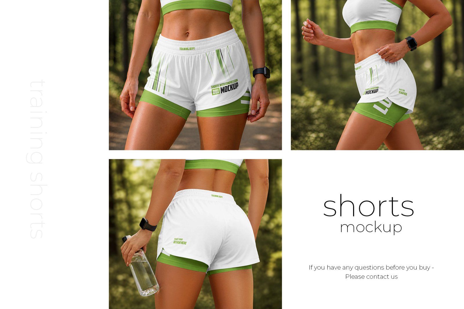 Women’s Training Shorts with Compression Mockup Set