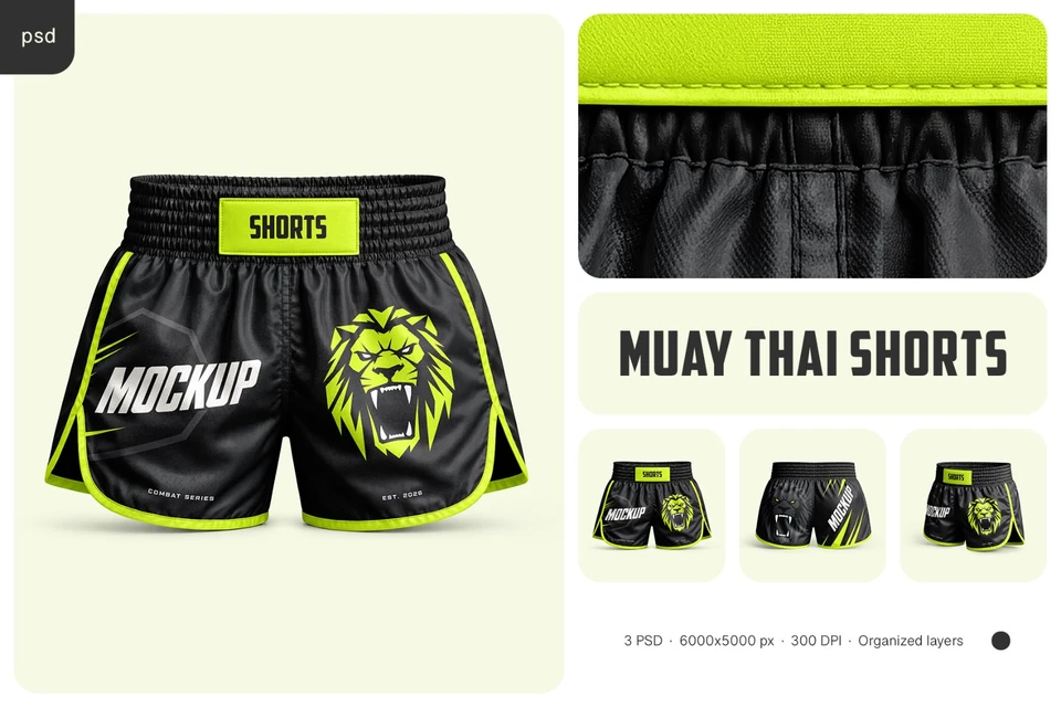 Muay Thai Shorts Mockup Set