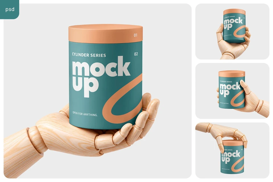 Cylinder Box Branding Mockup Set