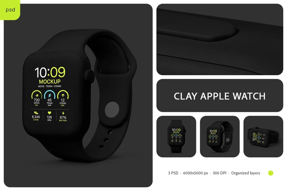 Clay Apple Watch Mockup Set