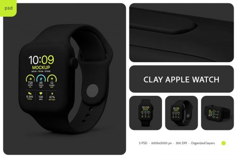 Clay Apple Watch Mockup Set