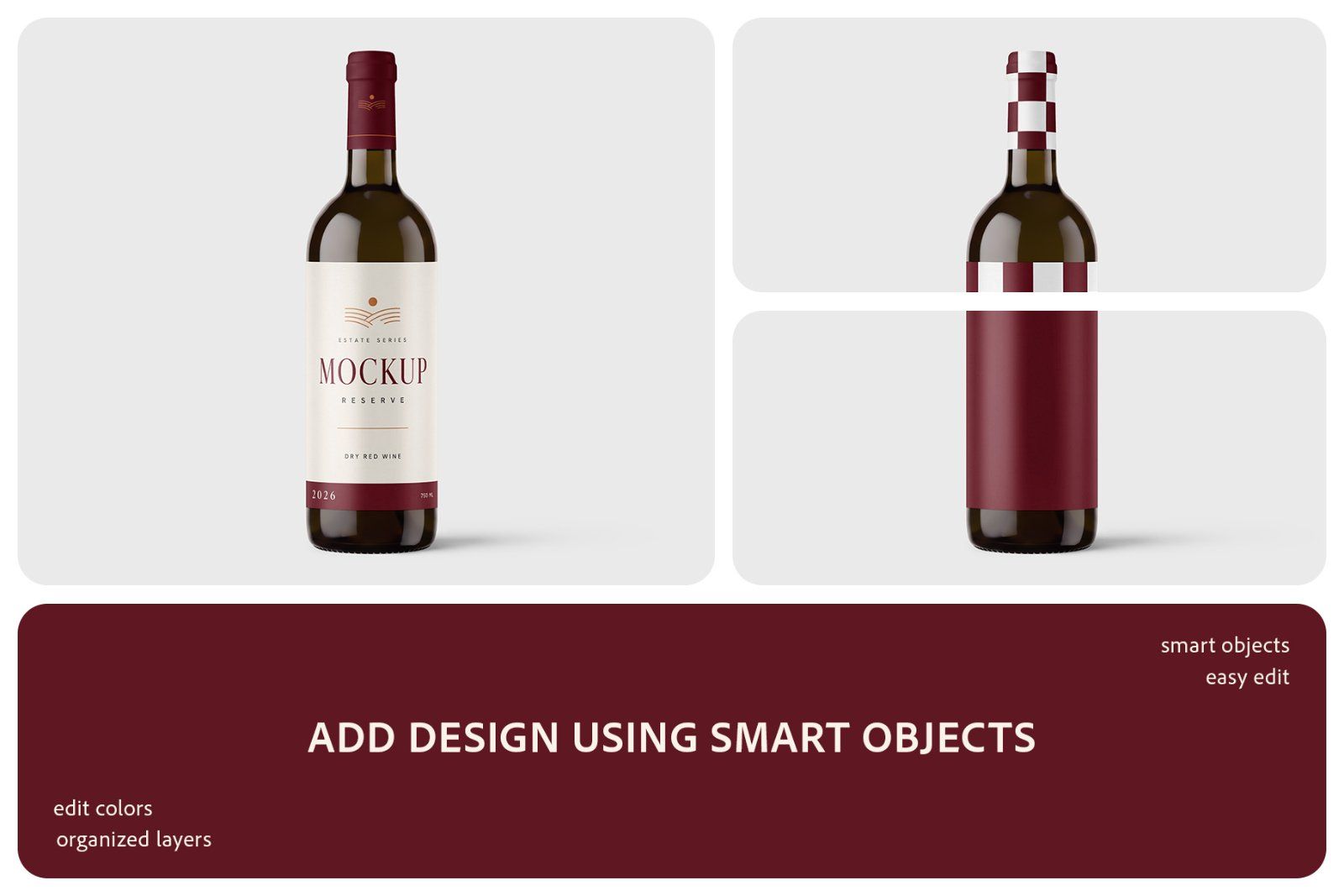 Dark Glass Wine Bottle Mockup Set — image 2