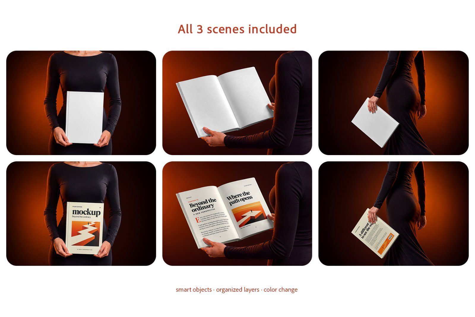 Woman Holding A4 Hardcover Book Mockup Set — image 2