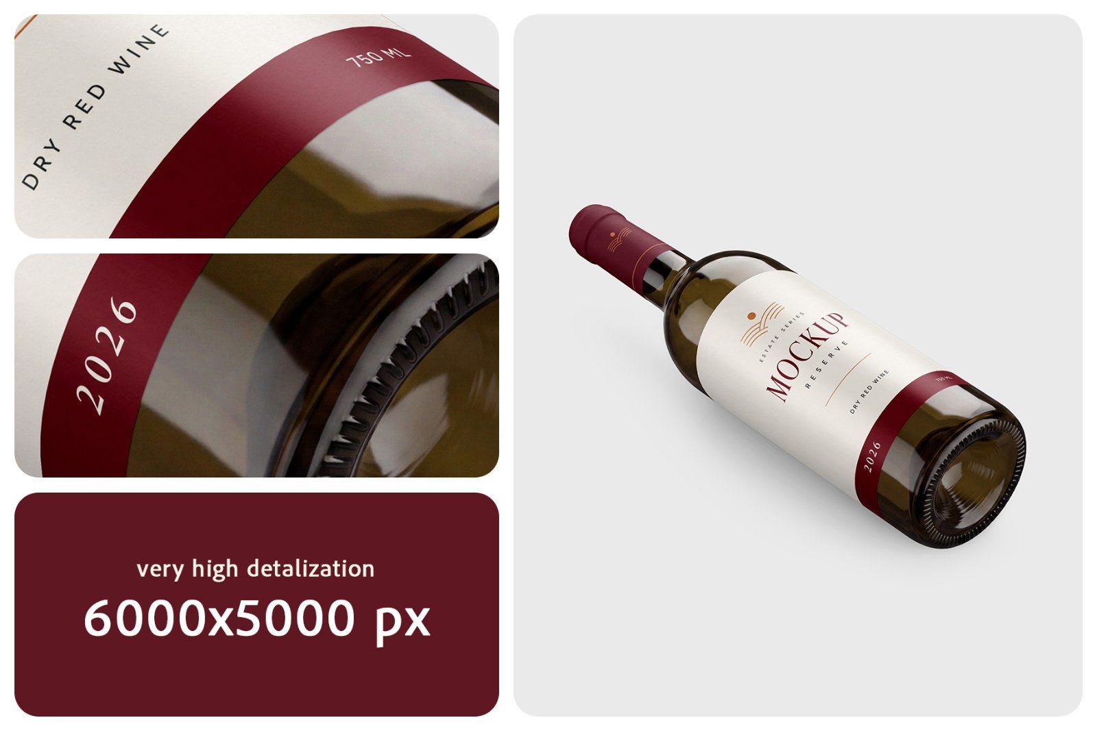 Dark Glass Wine Bottle Mockup Set — image 3