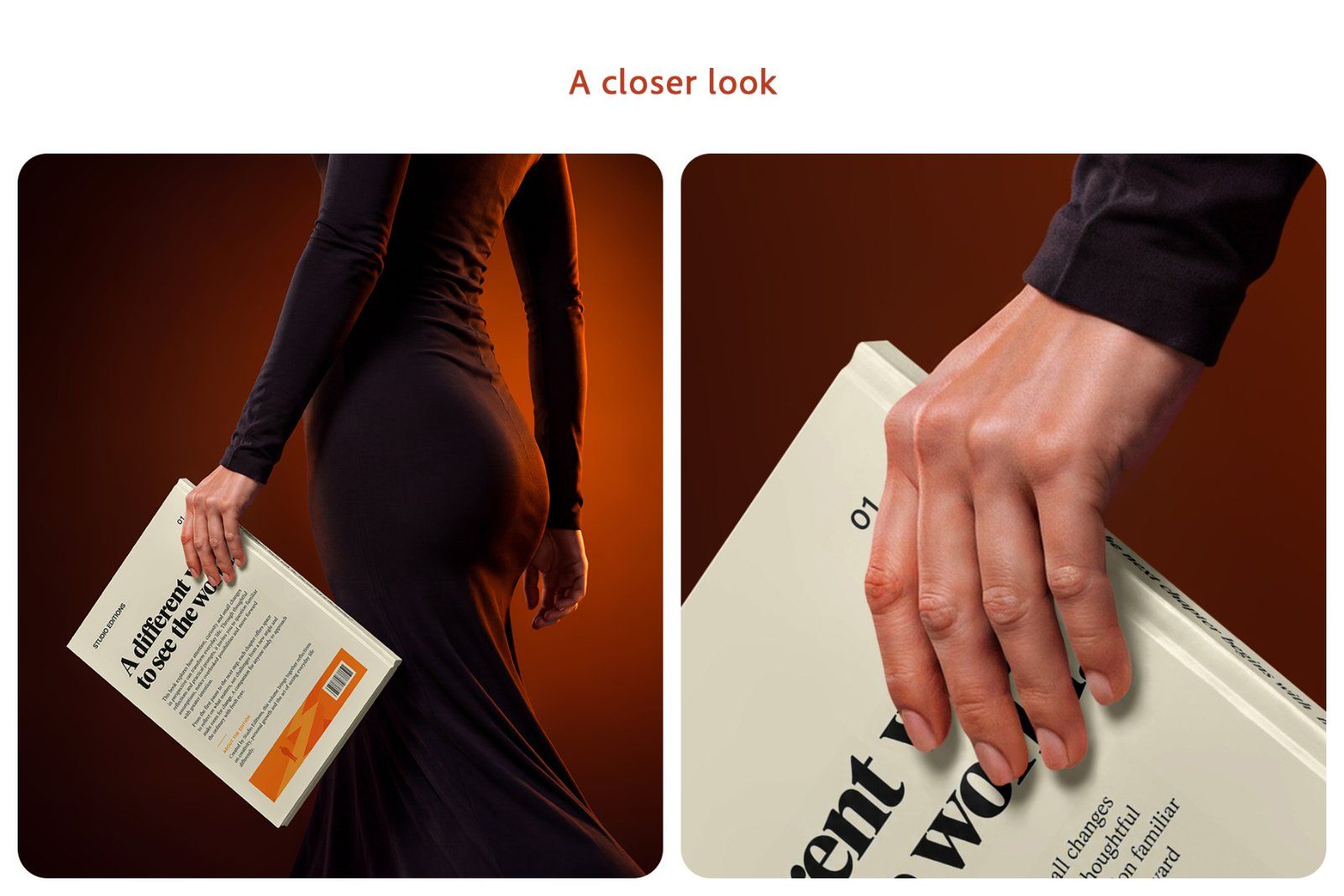 Woman Holding A4 Hardcover Book Mockup Set — image 4