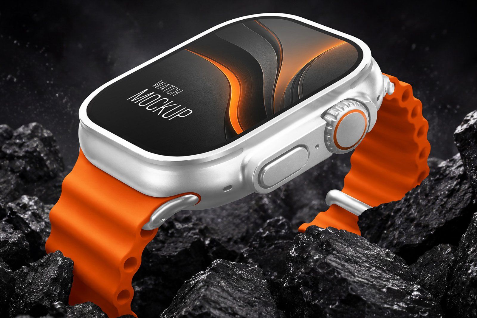 Apple Watch Ultra 2 Style Rugged Smartwatch Mockup Set