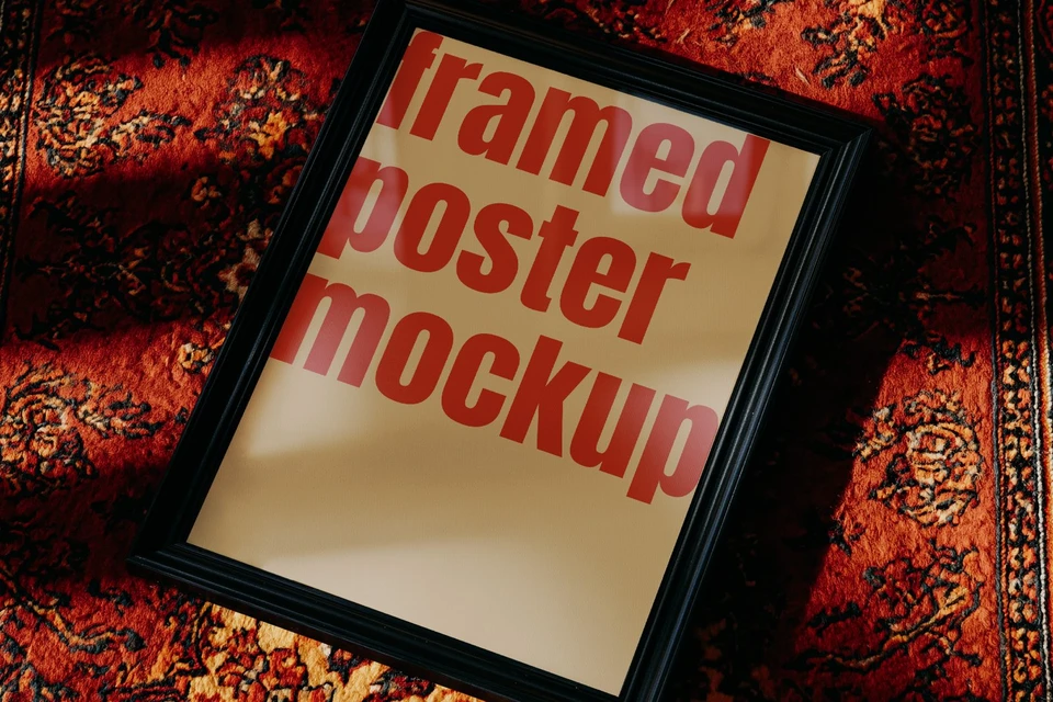 Vintage Rug Frame Mockup | PSD Poster Mockup
