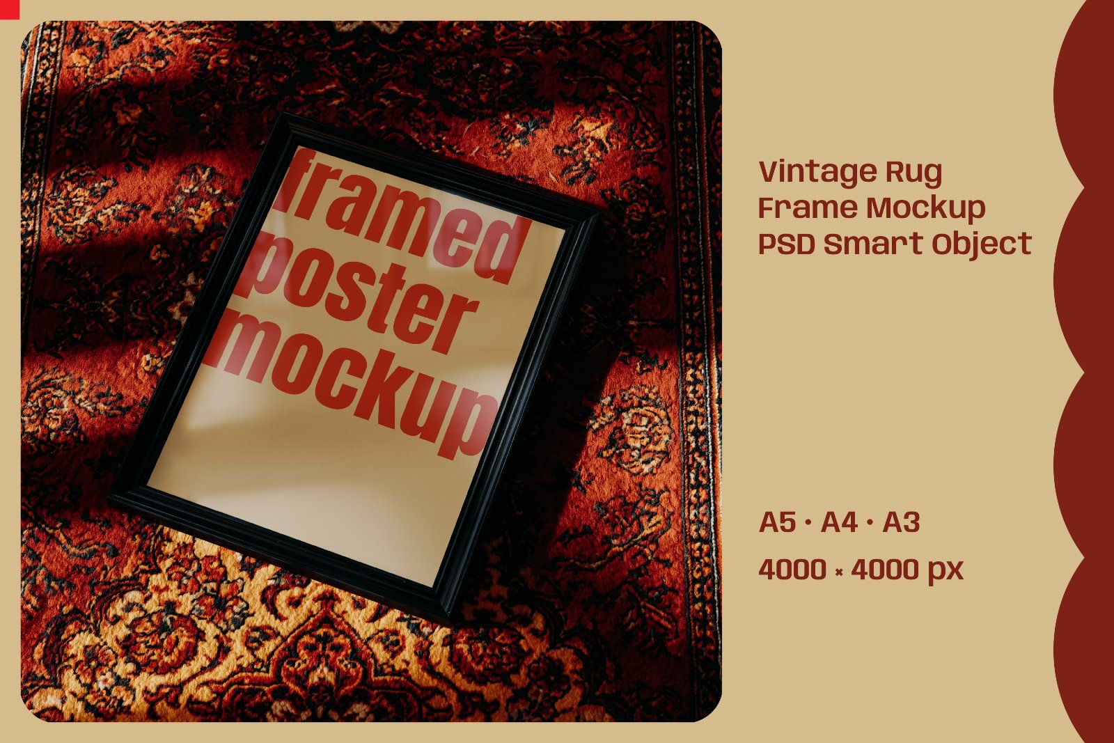 Vintage Rug Frame Mockup | PSD Poster Mockup — image 2