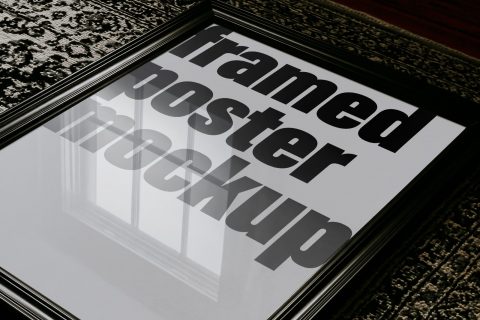 Vintage Dark Rug Frame Mockup