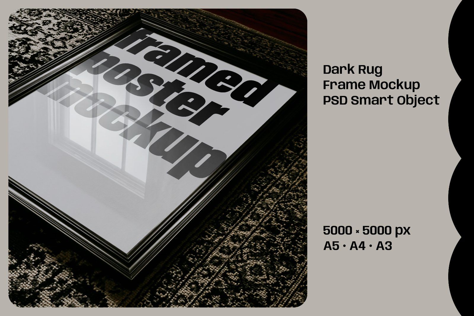 Vintage Dark Rug Frame Mockup
