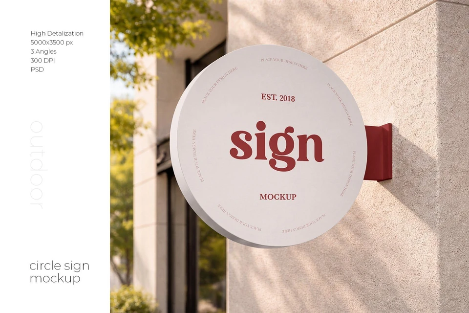 Circle Sign Mockup Set