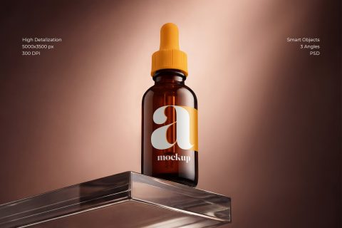 Amber Dropper Bottle Mockup Set