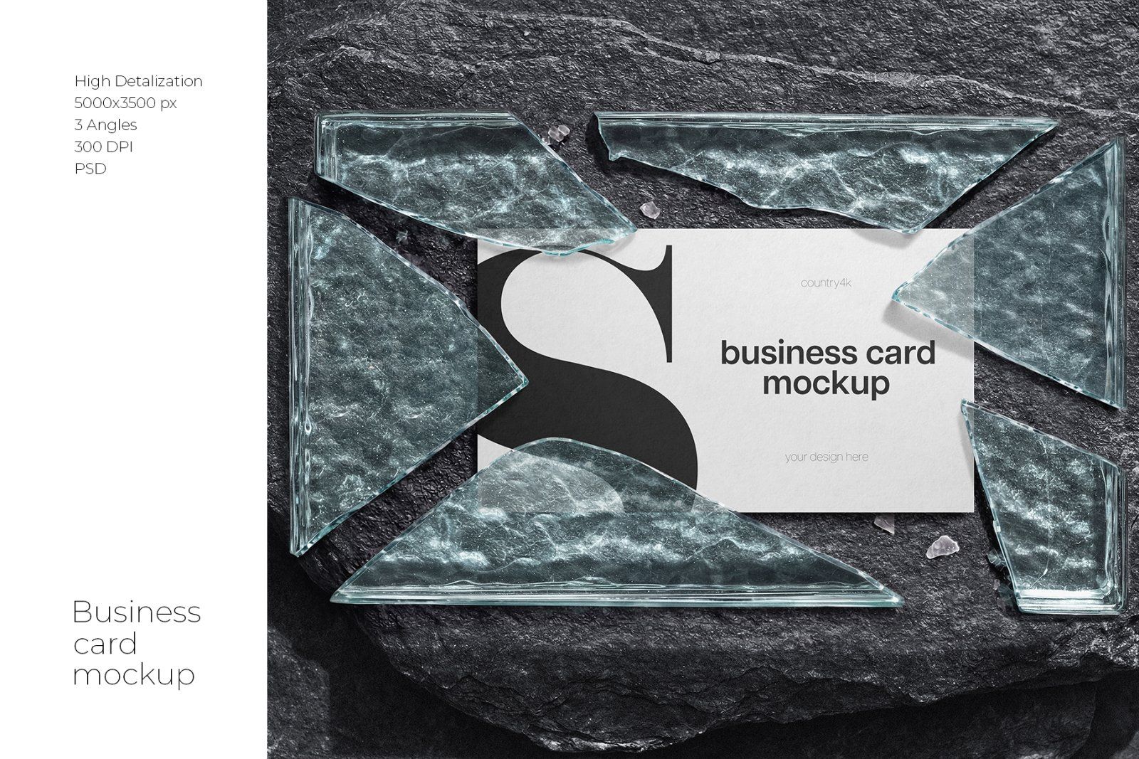 Stone and Glass Business Card Mockup Set