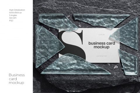 Stone and Glass Business Card Mockup Set