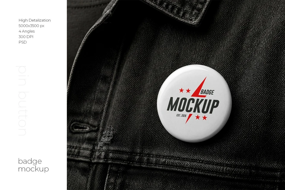 Pin Button Badge Mockup Set