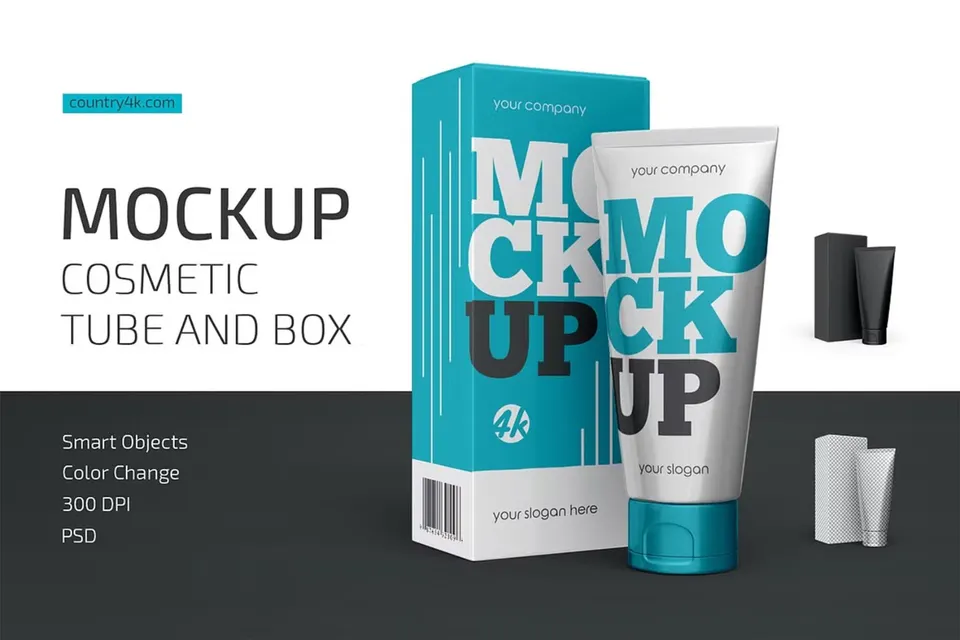 Cosmetic Tube and Box Mockup