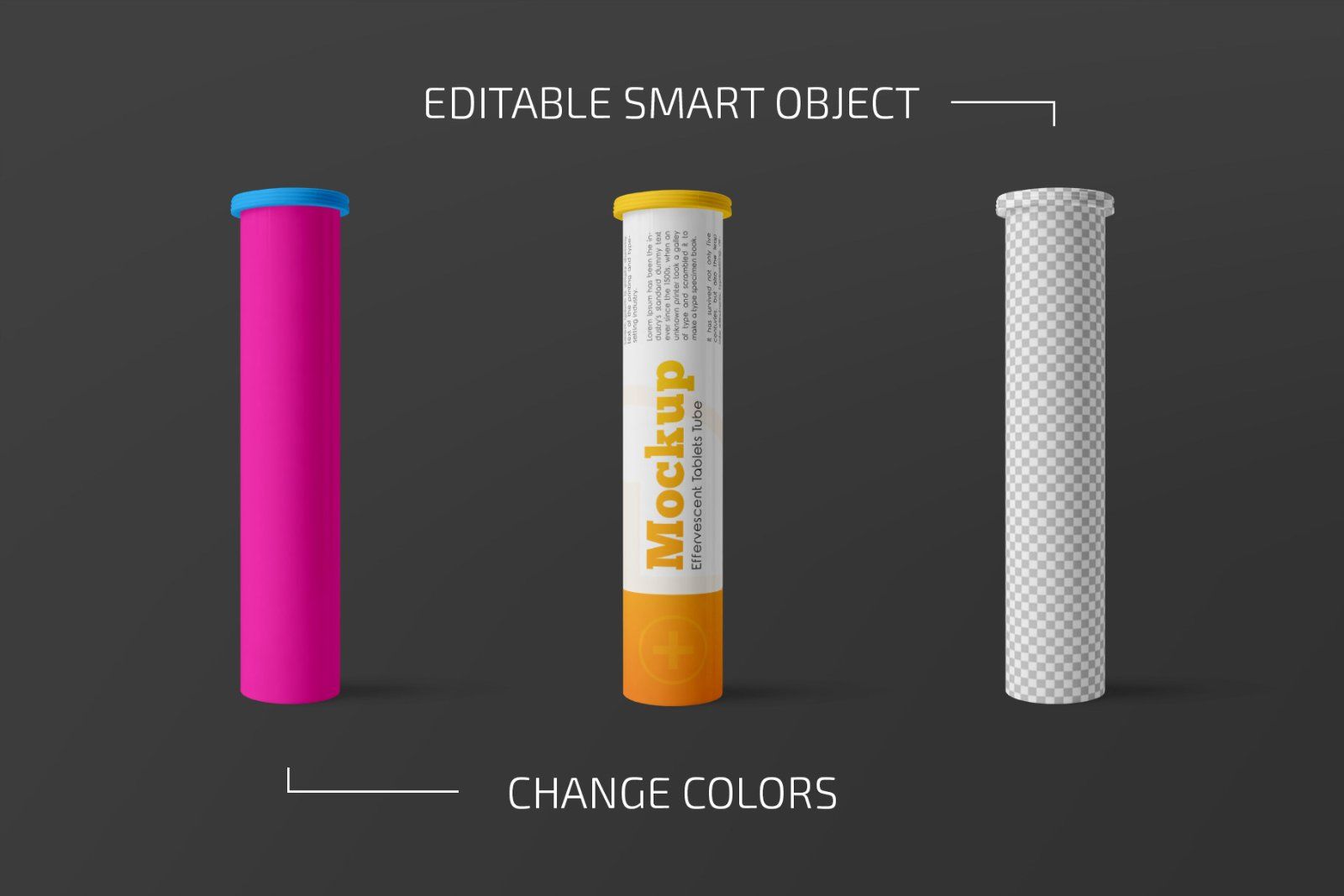 Glossy Plastic Effervescent Tablets Tube Mockup Set — image 2