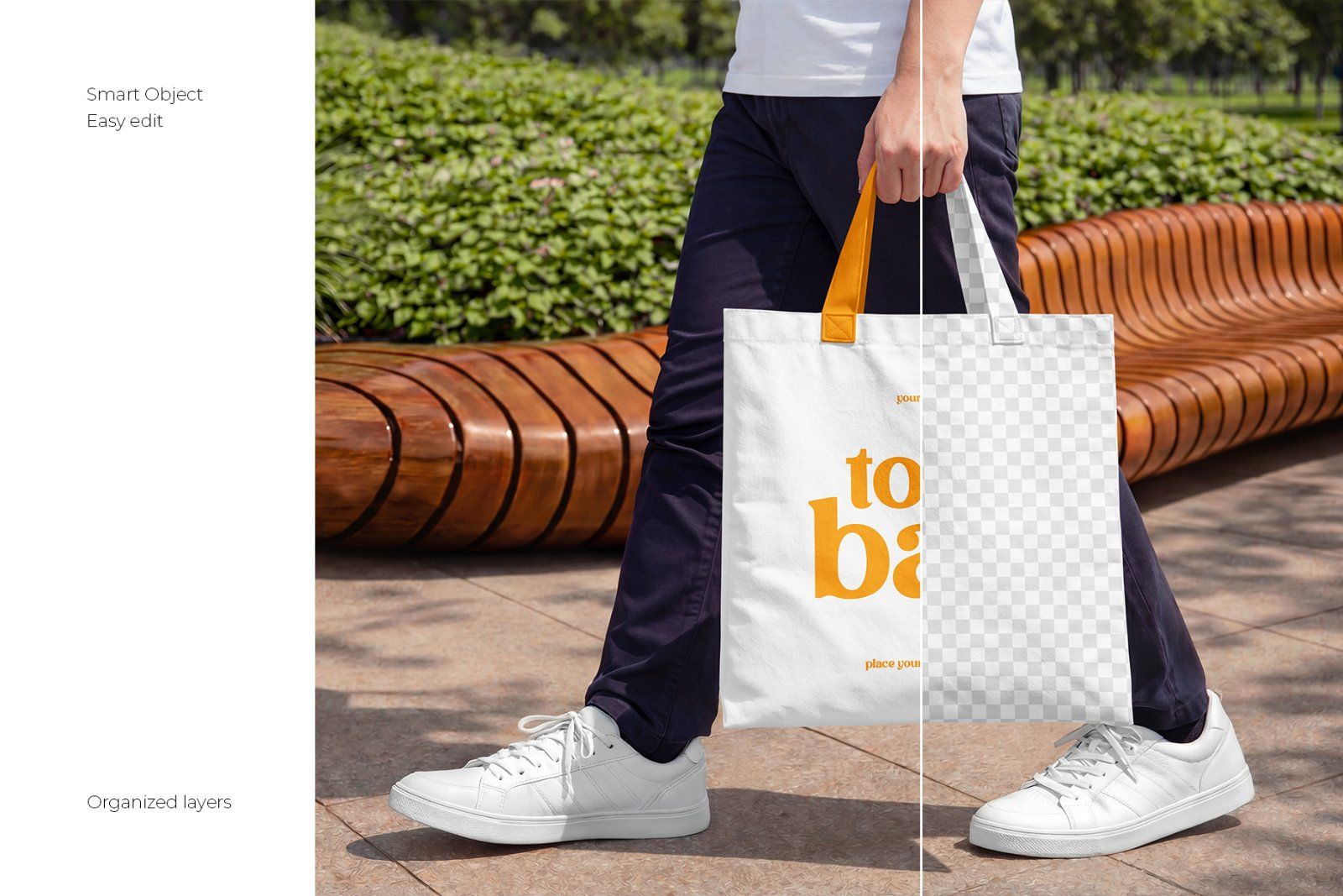 Canvas Tote Bag Mockup Set in Park