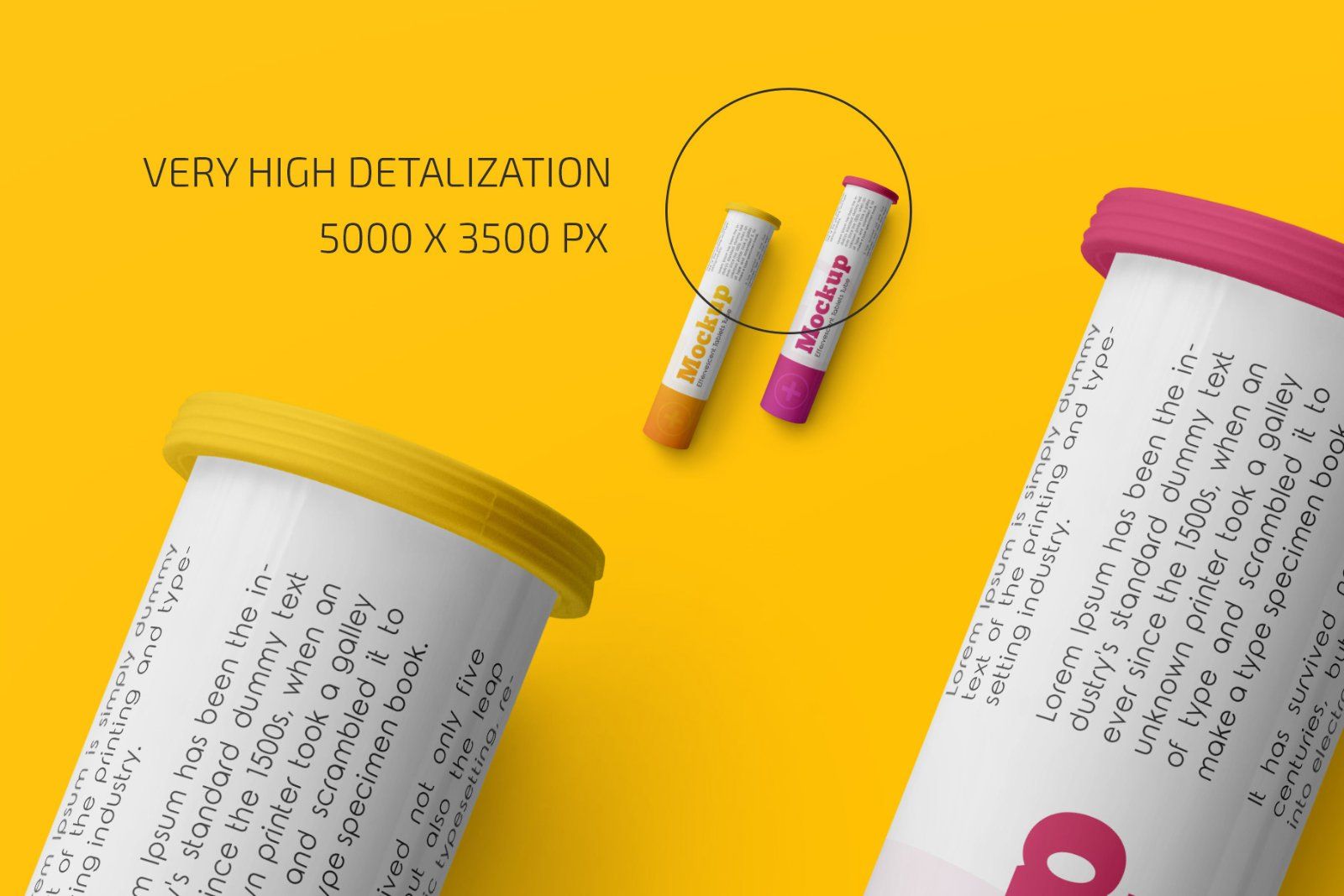 Glossy Plastic Effervescent Tablets Tube Mockup Set — image 3
