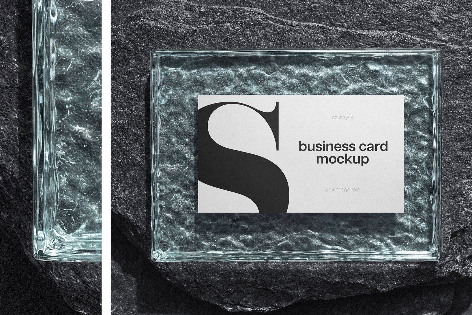 Stone and Glass Business Card Mockup Set