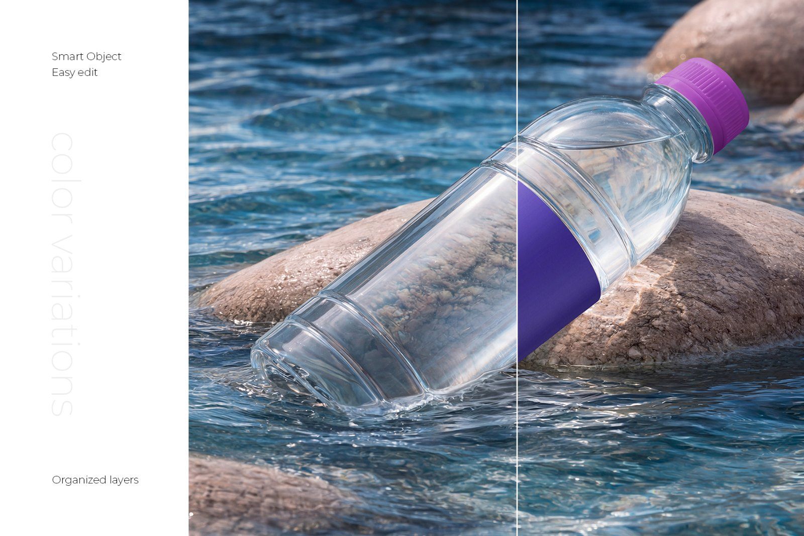 Clear Plastic Water Bottle Mockup Set