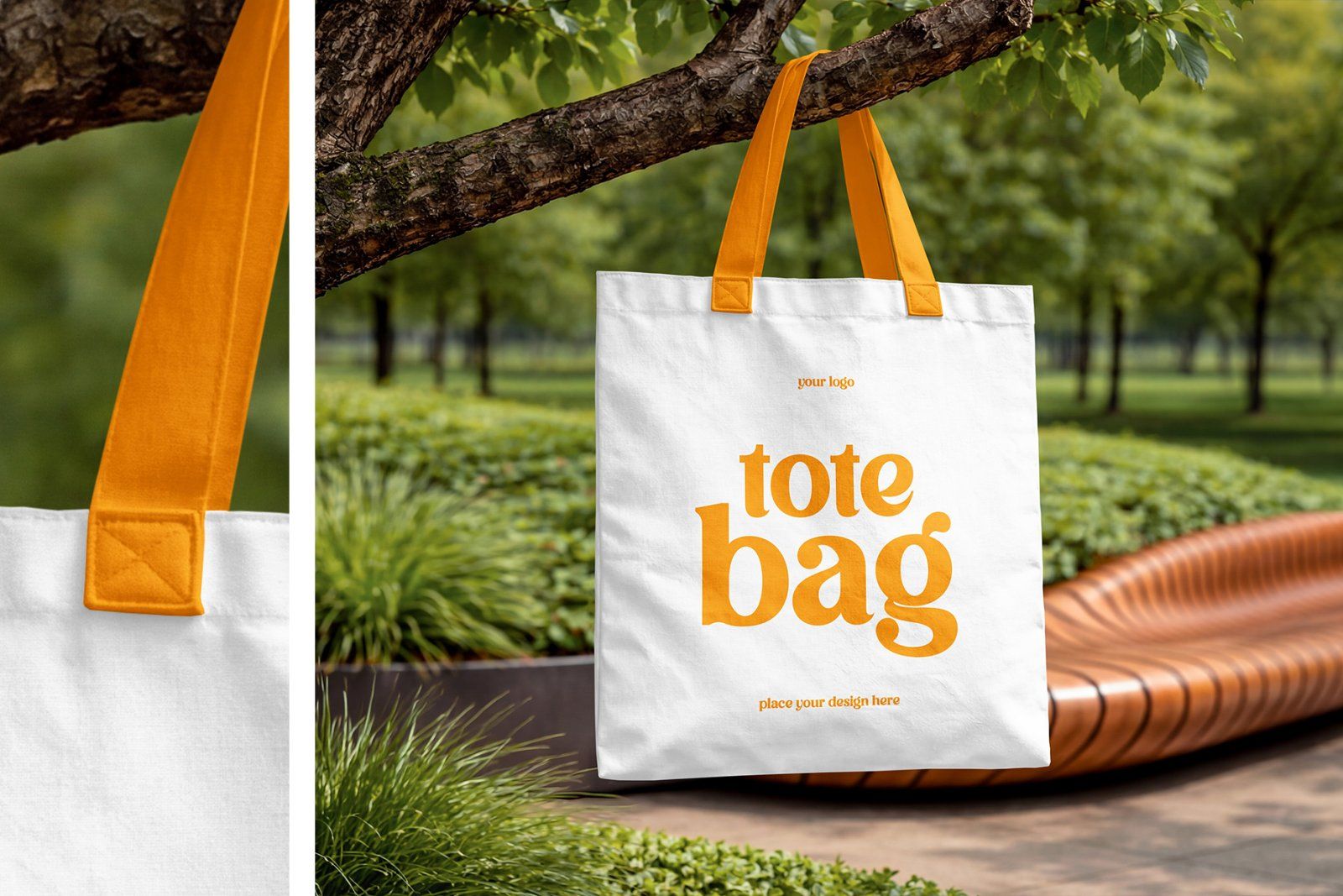 Canvas Tote Bag Mockup Set in Park
