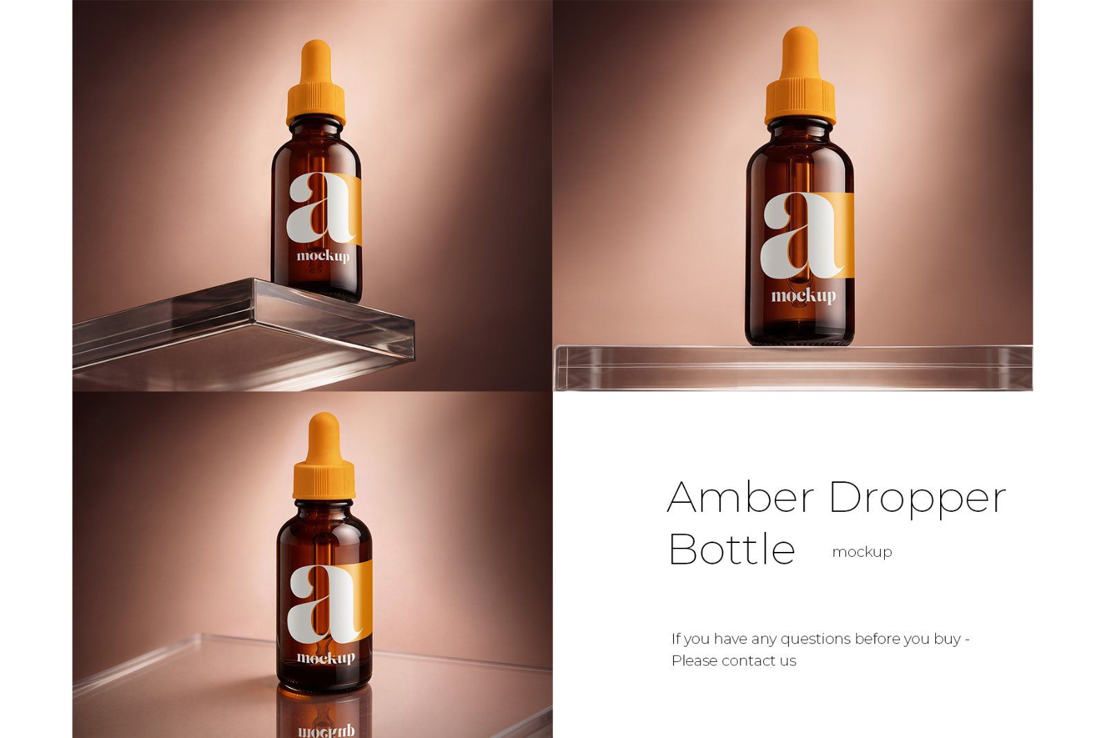 Amber Dropper Bottle Mockup Set