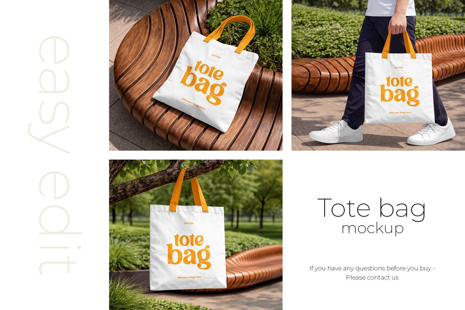Canvas Tote Bag Mockup Set in Park