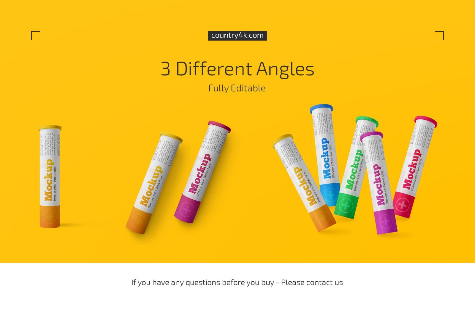 Glossy Plastic Effervescent Tablets Tube Mockup Set — image 4