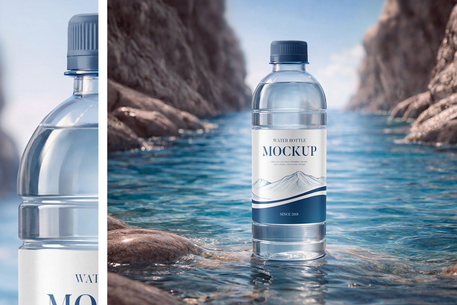 Clear Plastic Water Bottle Mockup Set