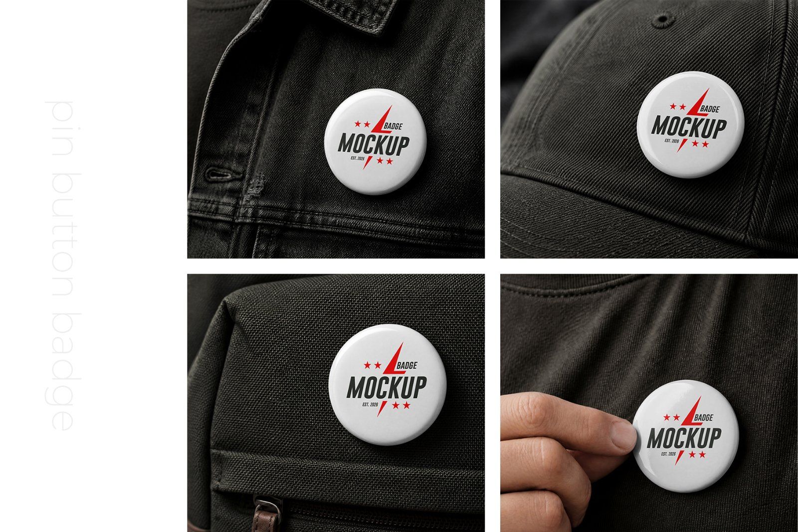 Pin Button Badge Mockup Set