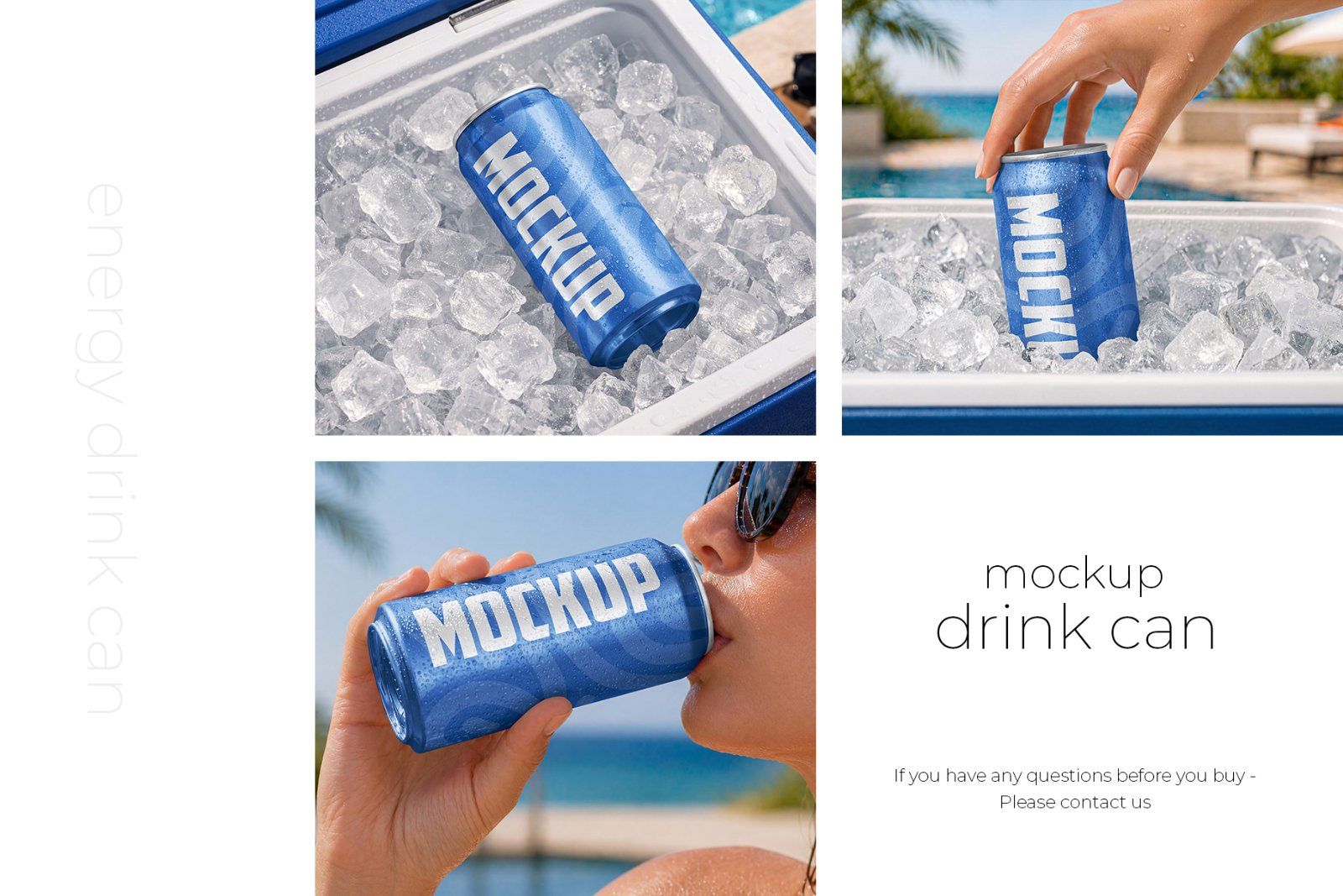 Energy Drink Can Mockup Set