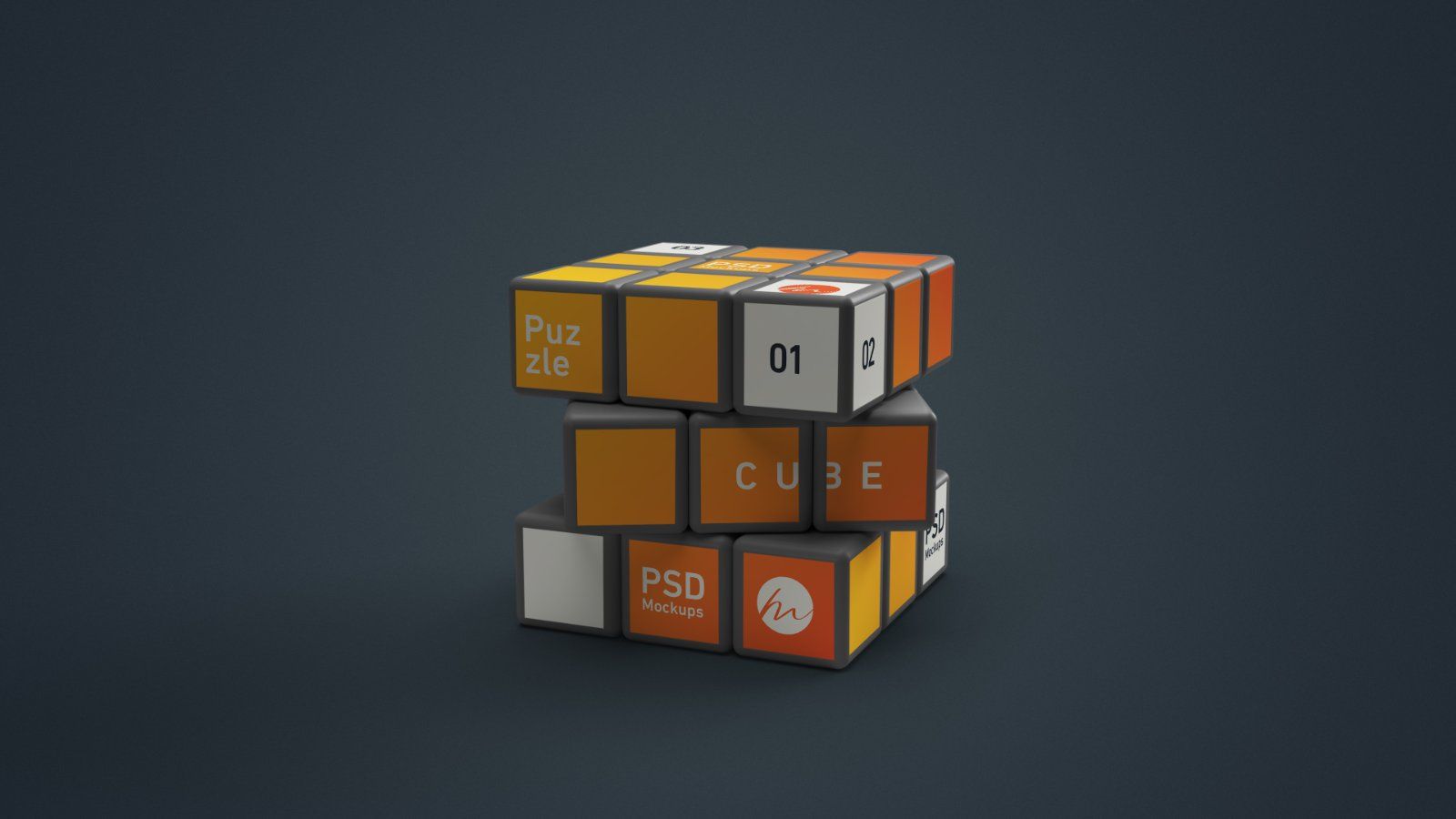 Puzzle Cube Mockup - 5 PSDs